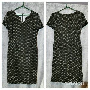 Vintage Maggy London 100% Silk Women's Sz 12 Black Polka Dot Dress
